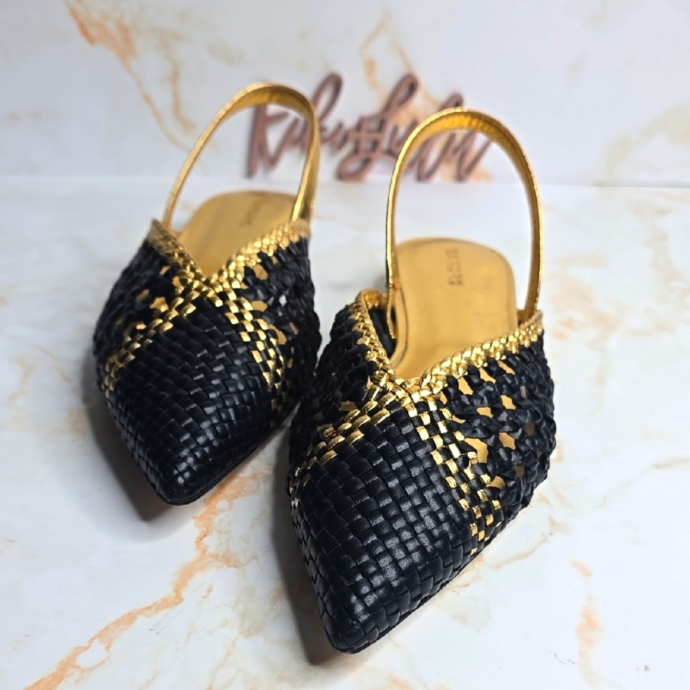 Sandro melena woven leather slingback point toe flats new without box